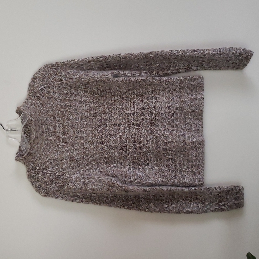 Mossimo loose knit mock neck sweater, angora wool blend, taupe gray, women large